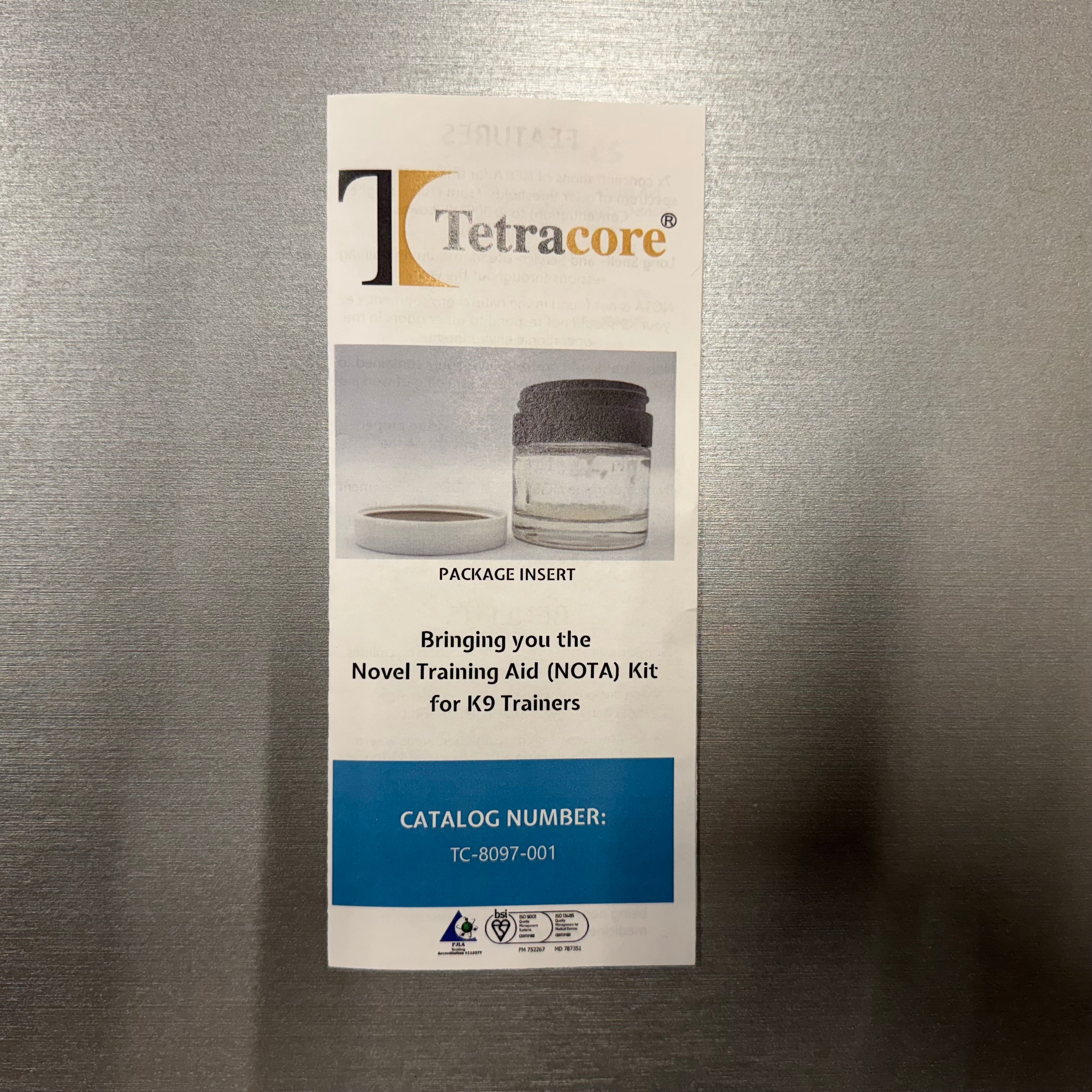 NOTA – odeur unique d’entraînement et de calibration