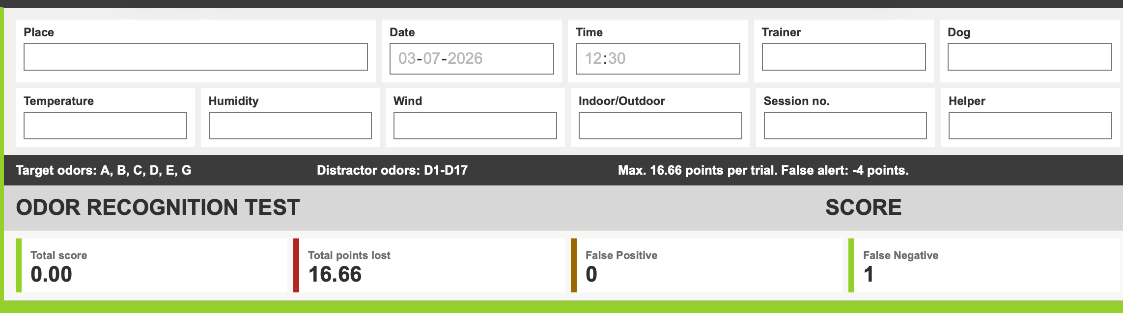 DATASHEET  Odor Recognition Test