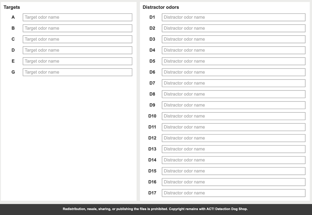 DATASHEET  Odor Recognition Test