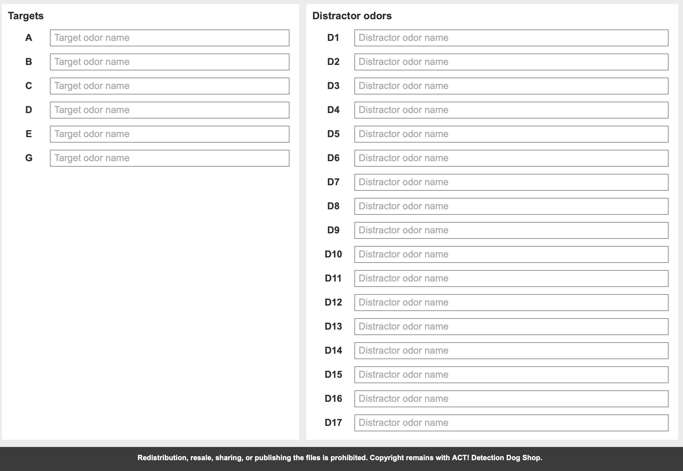 DATASHEET  Odor Recognition Test